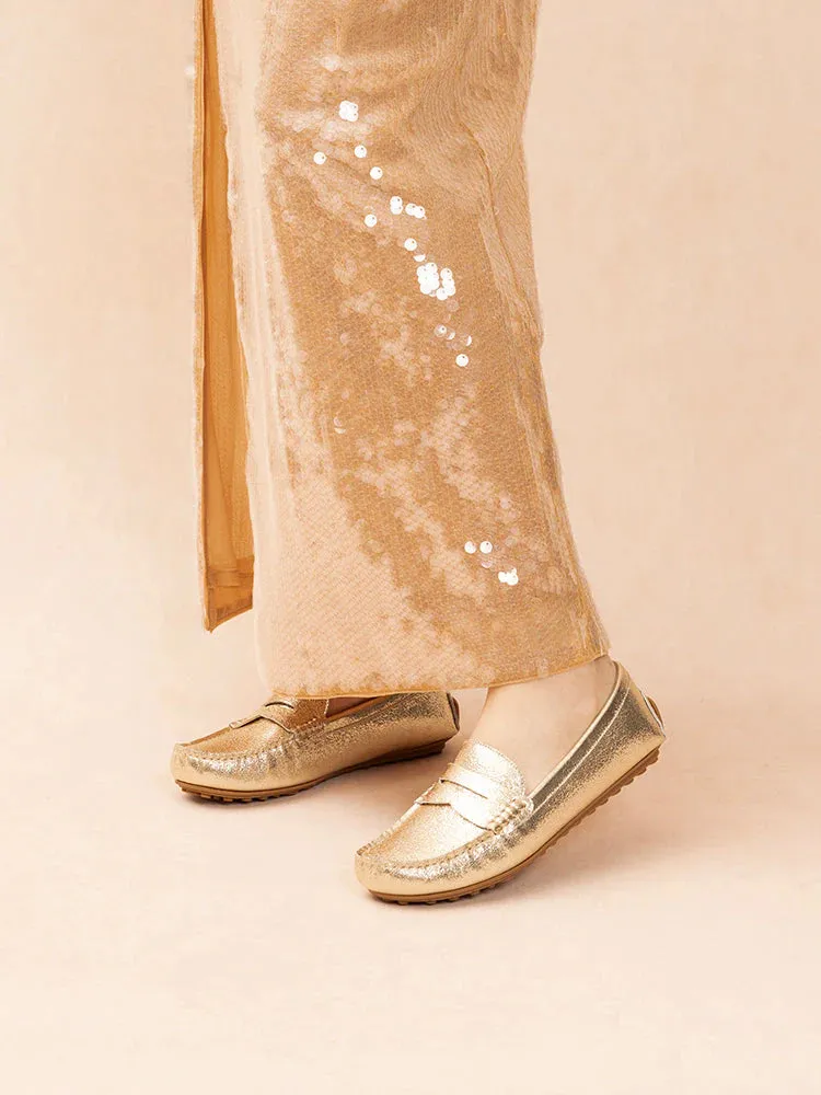 Ariana Metallic Penny Moccasins