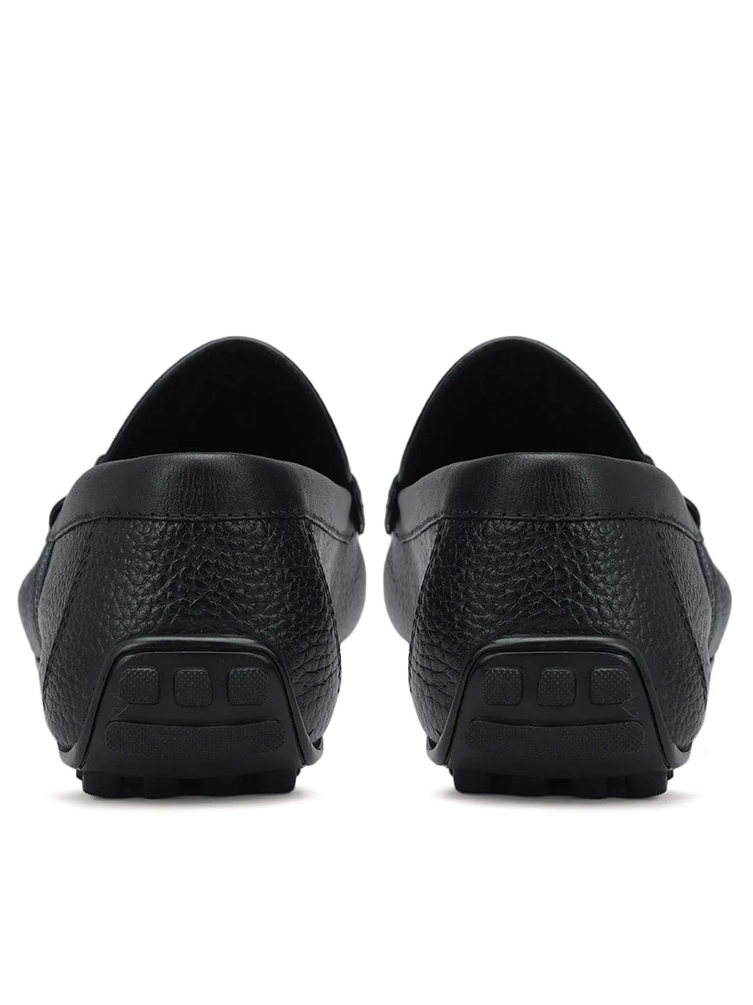 Black Striped Leather Moccasins