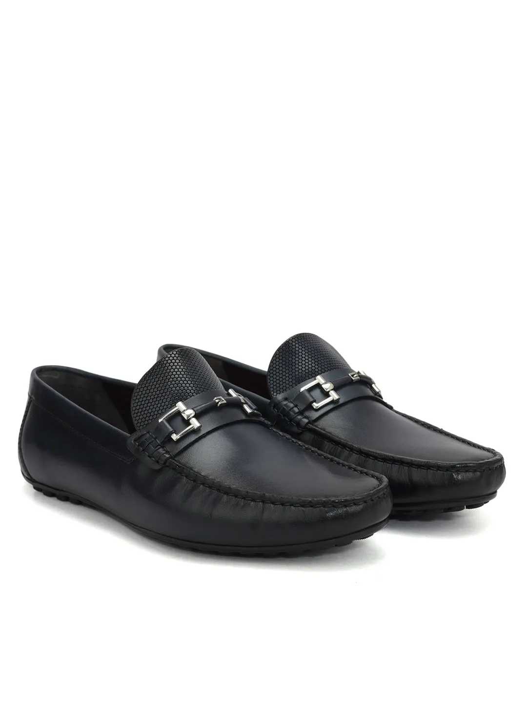Blue Buckle Bar Moccasins