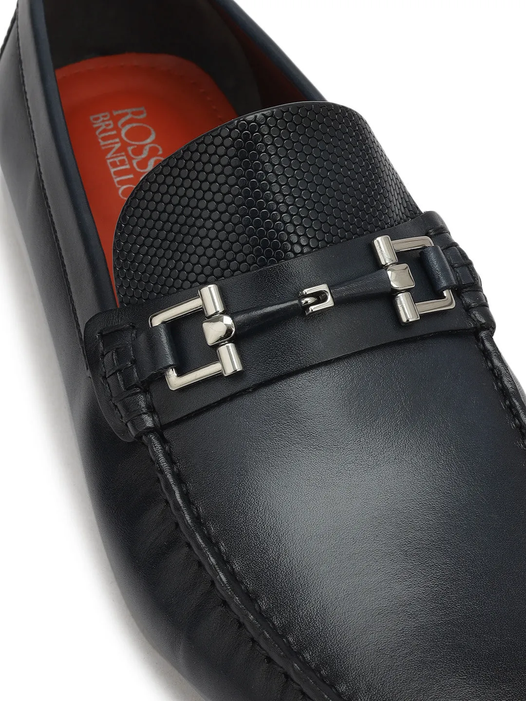 Blue Buckle Bar Moccasins