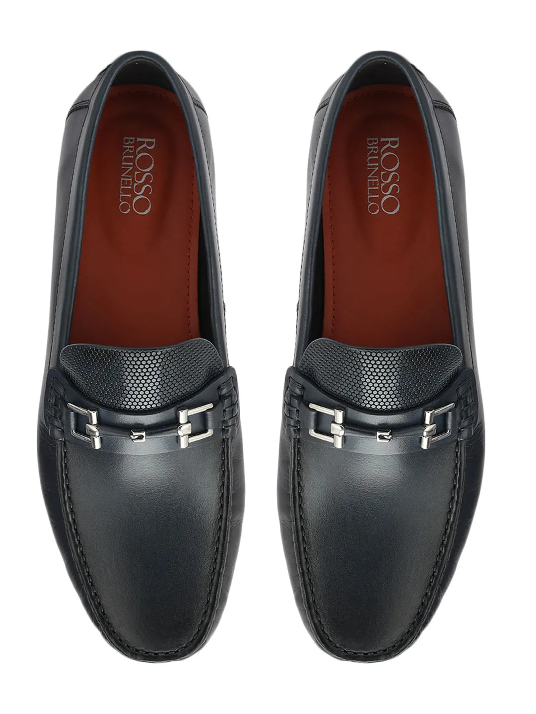Blue Buckle Bar Moccasins