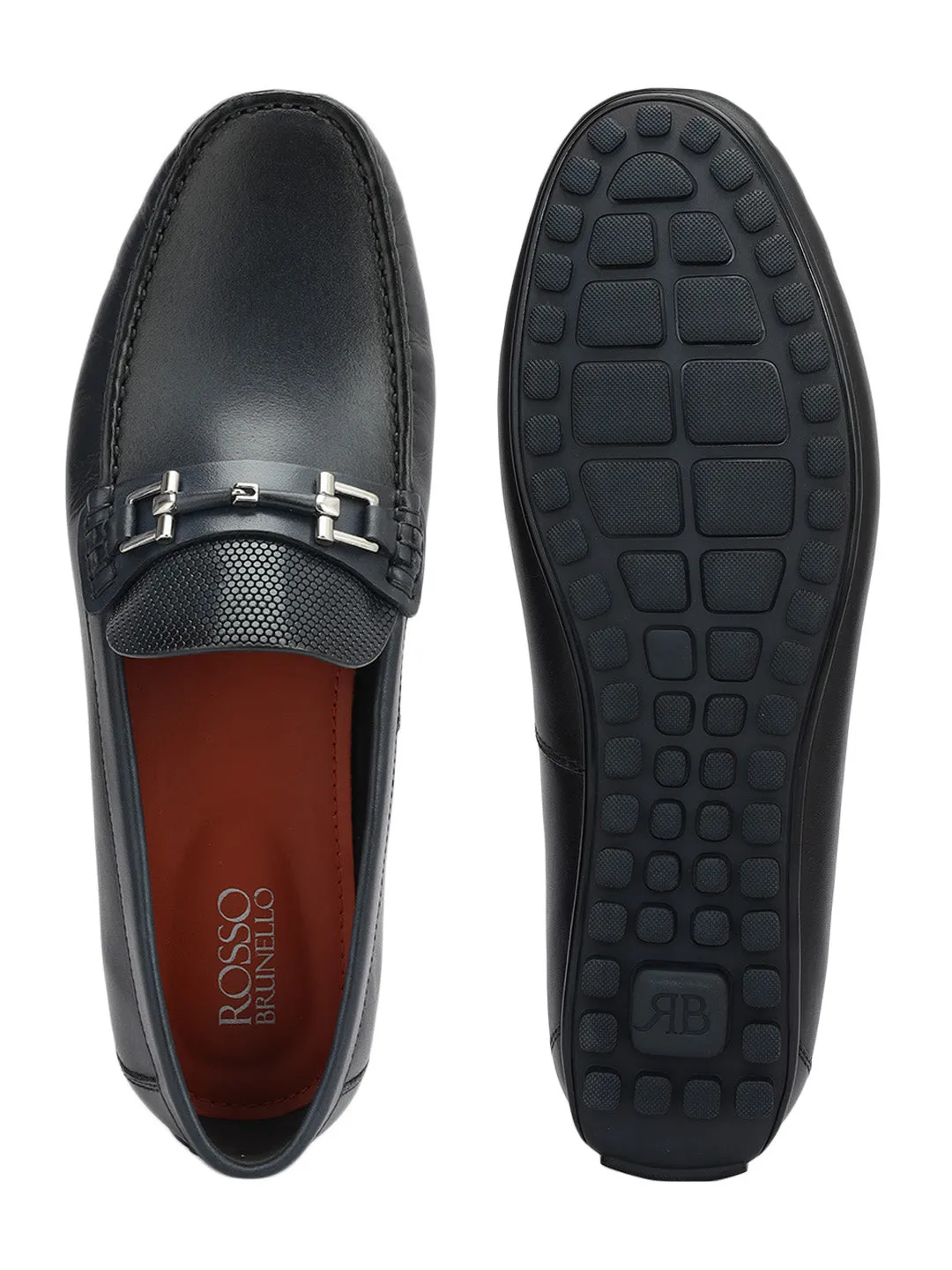 Blue Buckle Bar Moccasins