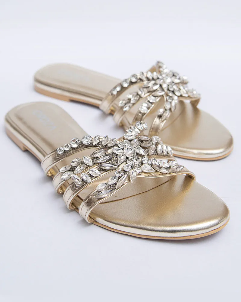 EZZA Formal Flats with Studded Brooch