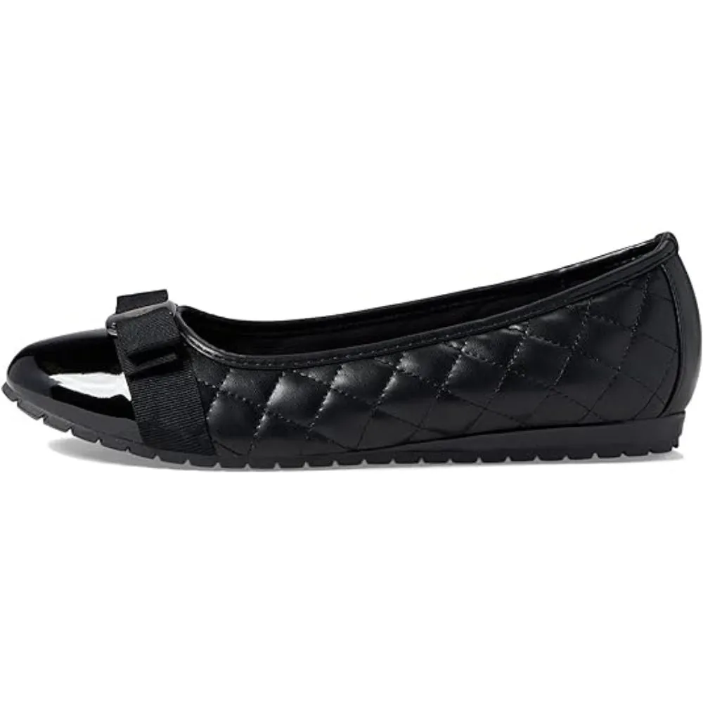 Gianna Black Quilted Leather Anne Klein Ballet Flats