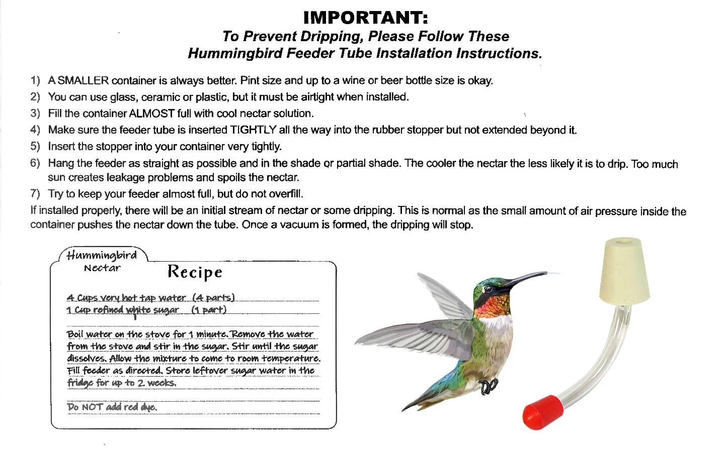 Hummingbird Feeder Tube