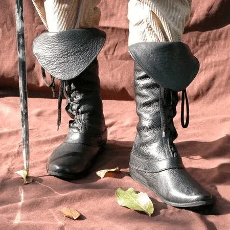 Lace Up Flat Round Toe Knee High Pirates Boots