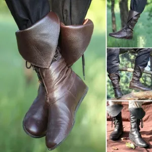 Lace Up Flat Round Toe Knee High Pirates Boots