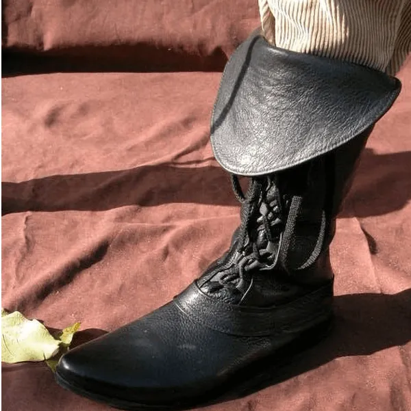 Lace Up Flat Round Toe Knee High Pirates Boots