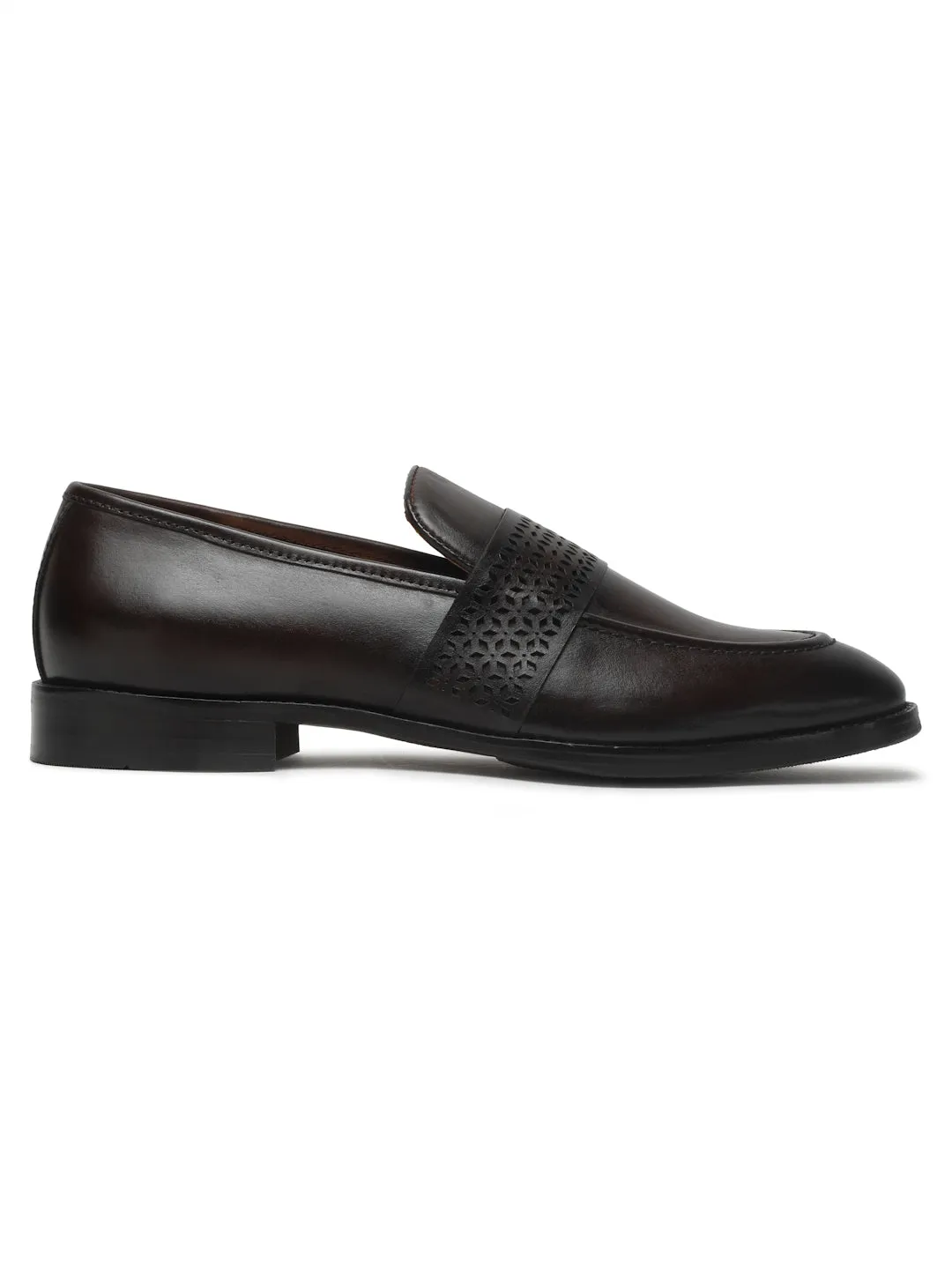 Men's Brown Solid Leather Slip-on shoes