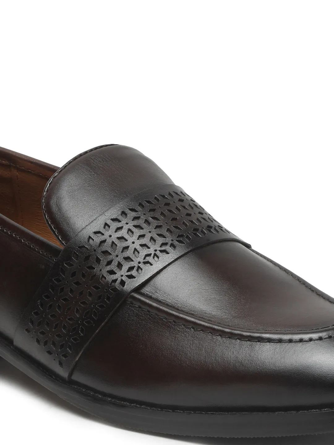 Men's Brown Solid Leather Slip-on shoes