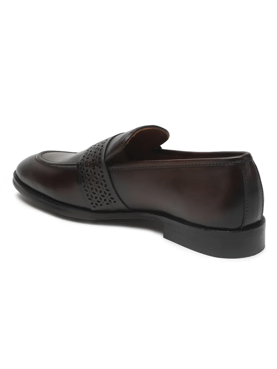 Men's Brown Solid Leather Slip-on shoes