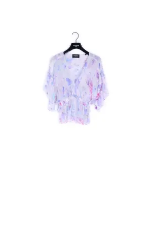 Printed top with short sleeves