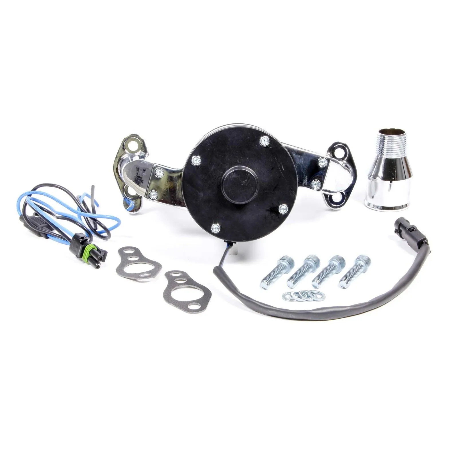 Proform Electric Water Pump - 1 in NPT Female Inlet - Adapter / Gaskets / Hardware - Billet  - Chrome - Small Block Chevy