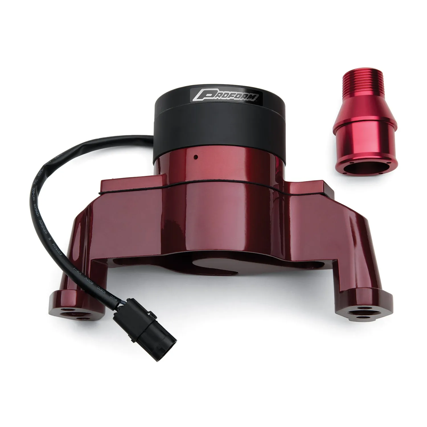 Proform Electric Water Pump - 1 in NPT Female Inlet - Adapter / Gaskets / Hardware - Billet  - Red Powder Coat - Small Block Chevy
