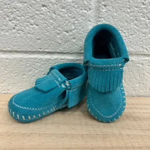 Teal Fringe Moccasins