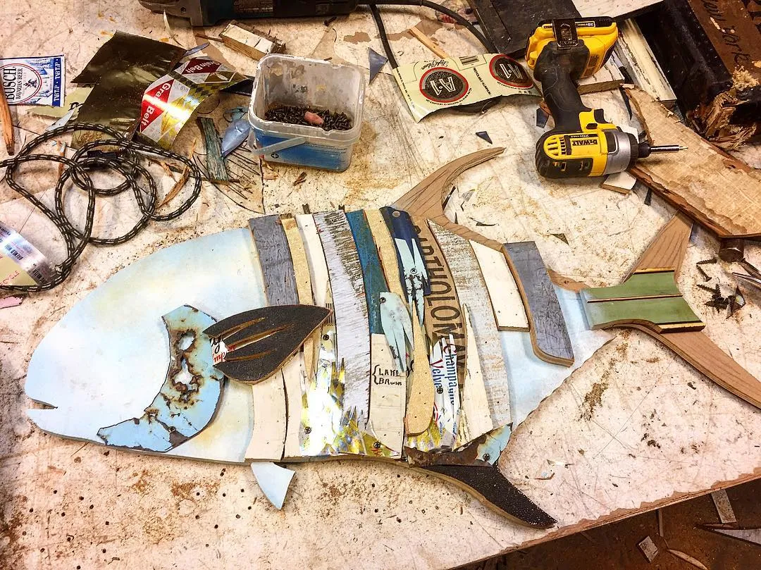 TROPHY FISH (PERMIT) original metal wall sculpture